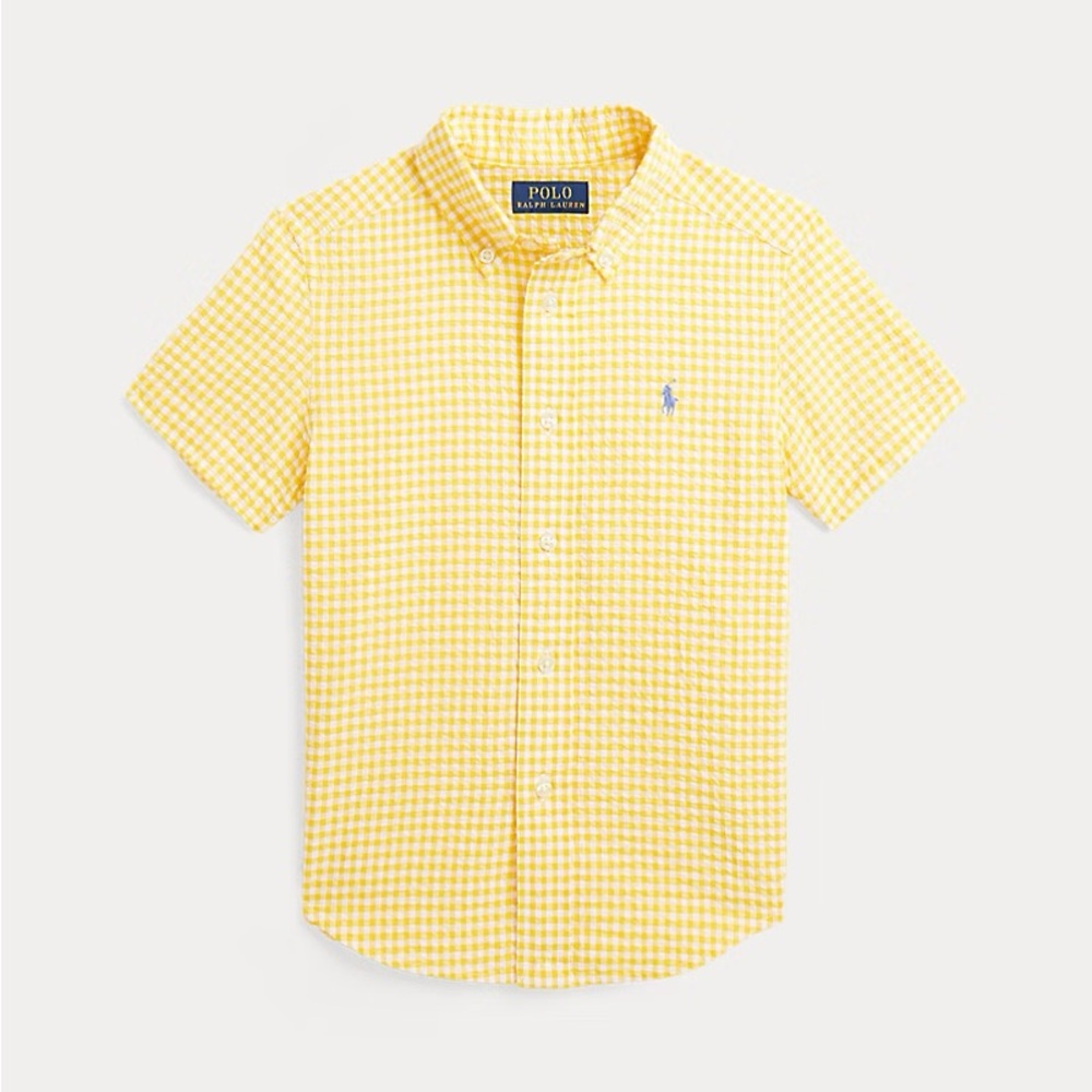 Ralph Lauren Men's Yellow Checkered Shirt